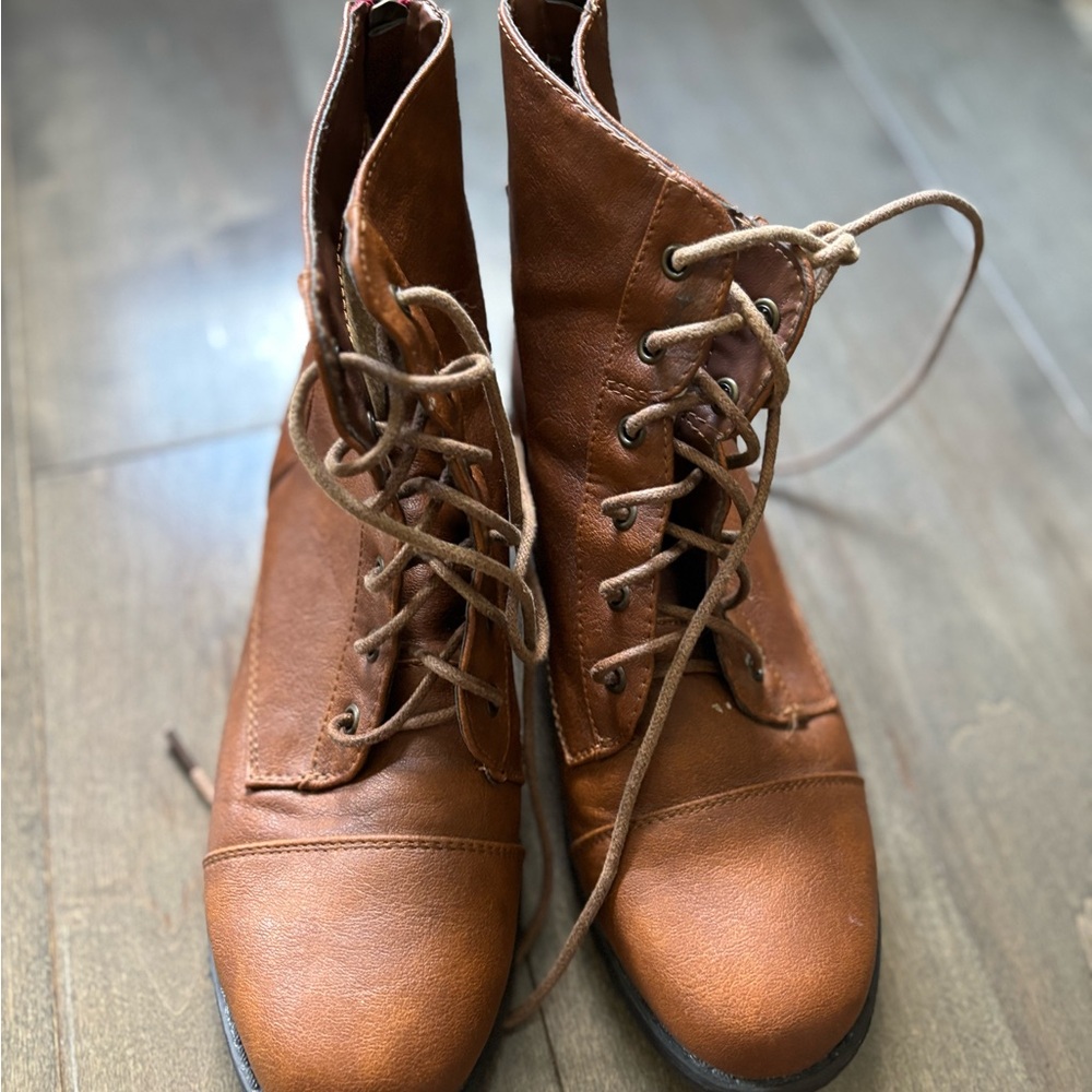 Brown Lace-Up Ankle Boots